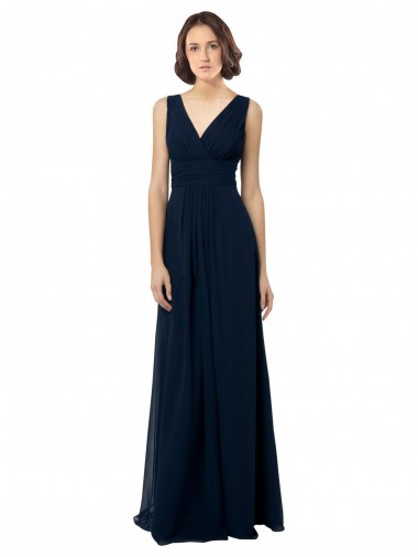 Chiffon Sleeveless Bridesmaid Dress with V Front and Back Brisbane
