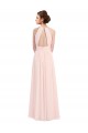 Sleeveless Chiffon High Neck Bridesmaid Dress with Diagonal Pleats Brisbane