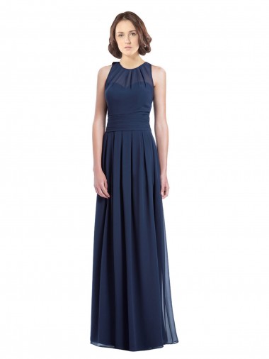 Chiffon High Neck Sleeveless Bridesmaid Dress with Pleats Brisbane