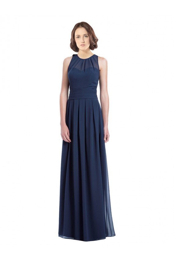 Chiffon High Neck Sleeveless Bridesmaid Dress with Pleats Brisbane