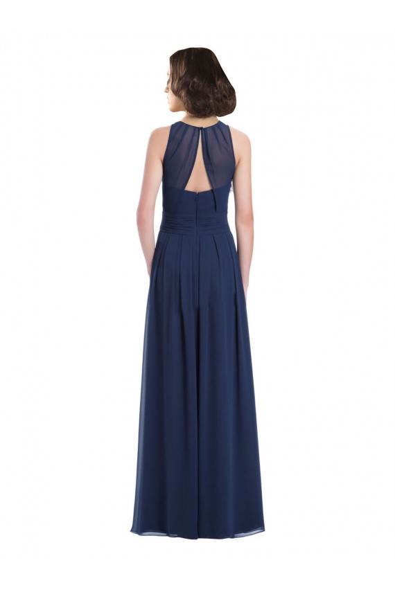 Chiffon High Neck Sleeveless Bridesmaid Dress with Pleats Brisbane