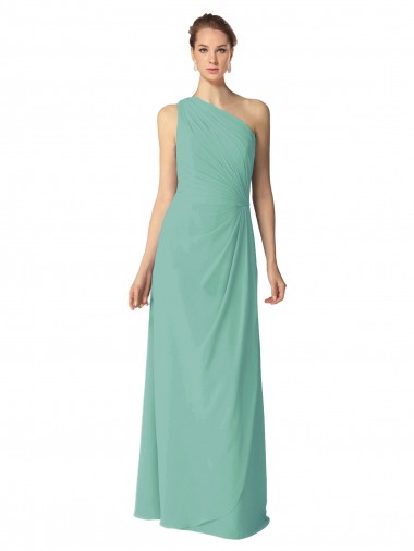 Long Chiffon One Shoulder Full Length Bridesmaid Dress Brisbane