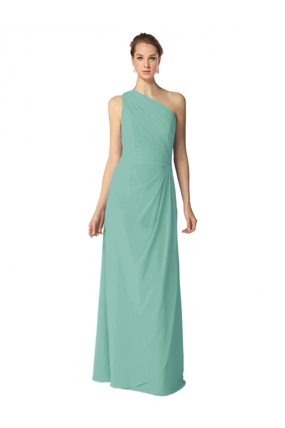 Long Chiffon One Shoulder Full Length Bridesmaid Dress Brisbane