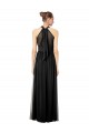 Ruched Long Chiffon Halter Bridesmaid Dress with Tie Back and Tails Brisbane