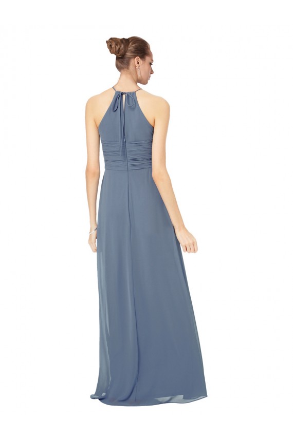 Spaghetti Strap Long Chiffon Halter A-Line Bridesmaid Dress Brisbane