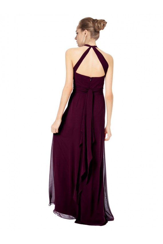 Keyhole Back Long Chiffon Halter Dress with Halter Straps Cross Neck Brisbane