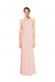 High Neck Long Chiffon Halter Bridesmaid Dress with Drape Chiffon Overlay Brisbane