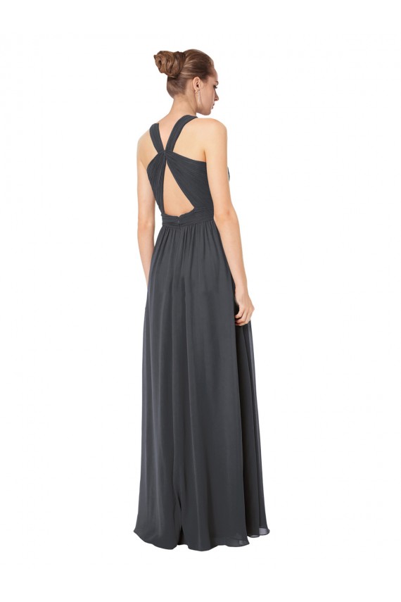 Long Chiffon Halter Bridesmaid Dress Keyhole Back Brisbane