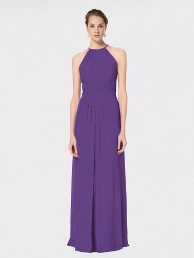 Long Chiffon Spaghetti Strap Halter Bridesmaid Dress Brisbane