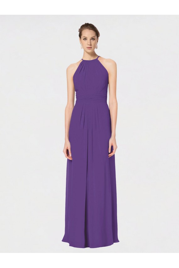 Long Chiffon Spaghetti Strap Halter Bridesmaid Dress Brisbane