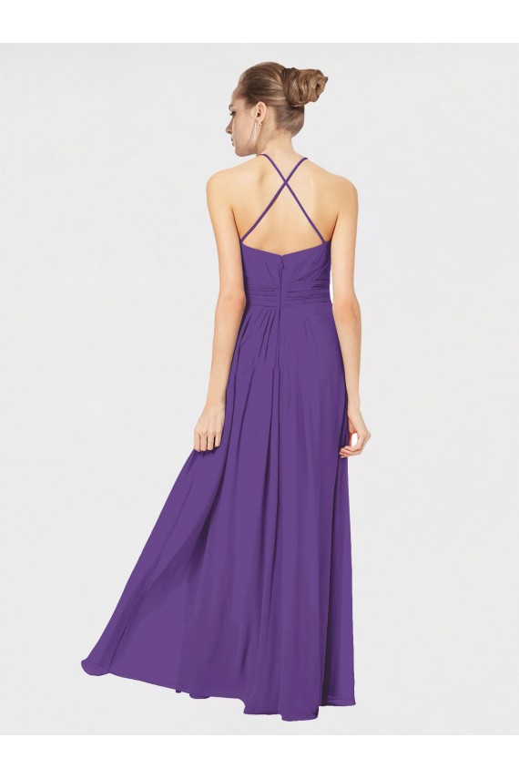 Long Chiffon Spaghetti Strap Halter Bridesmaid Dress Brisbane