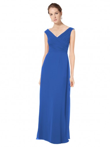 Long Chiffon Strapless Bridesmaid Dress with Wide Front and Back V-Neckline Brisbane