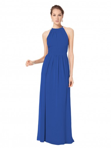 Long Chiffon High-Neck Sleeveless Bridesmaid Dress Brisbane