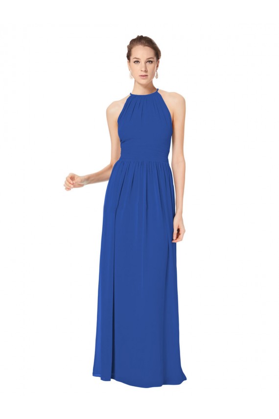 Long Chiffon High-Neck Sleeveless Bridesmaid Dress Brisbane