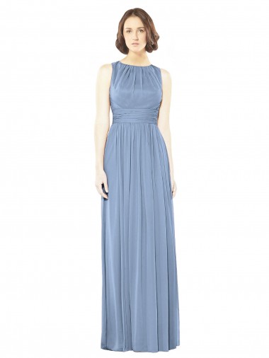 Open Keyhole Back Bateau Neck Chiffon Bridesmaid Dress Brisbane