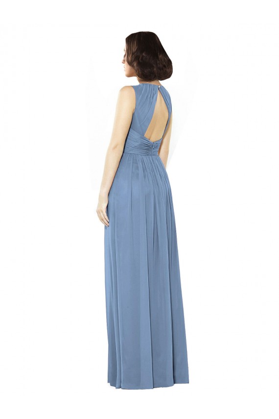 Open Keyhole Back Bateau Neck Chiffon Bridesmaid Dress Brisbane