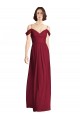Off the Shoulder Long Chiffon Bridesmaid Dress with Pleated Sleeves Brisbane