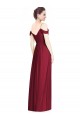 Off the Shoulder Long Chiffon Bridesmaid Dress with Pleated Sleeves Brisbane