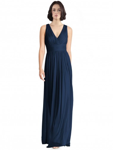 Cut Out Back Long Chiffon V-Neck Bridesmaid Dress Brisbane
