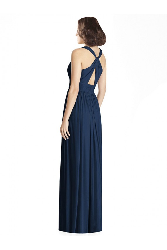 Cut Out Back Long Chiffon V-Neck Bridesmaid Dress Brisbane