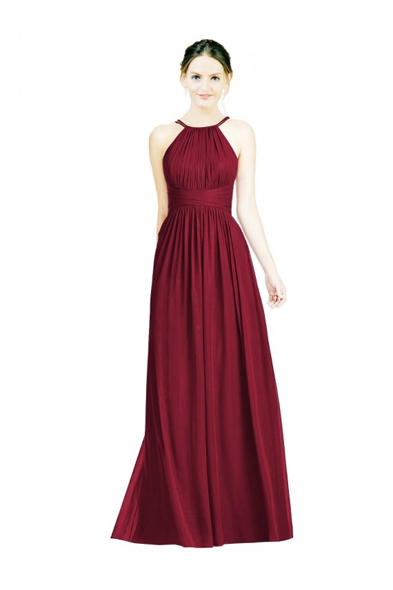Halter Neck Open Back Draped Chiffon Bridesmaid Dress Brisbane