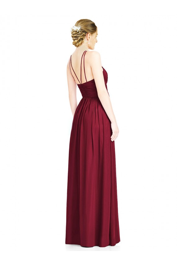 Halter Neck Open Back Draped Chiffon Bridesmaid Dress Brisbane