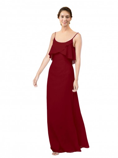 Scoop Neck Chiffon Bridesmaid Dress with Spaghetti Straps and Low Back Brisbane