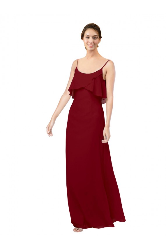 Scoop Neck Chiffon Bridesmaid Dress with Spaghetti Straps and Low Back Brisbane