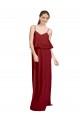 Long Chiffon Bridesmaid Dress with Slim Straps and Open Back Brisbane