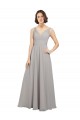 Twist Shouder Full Chiffon Bridesmaids Dress with V-Neckline and V-Back Brisbane