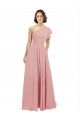 Chiffon Bridesmaids Dress with One Shoulder Flounced Sleeve Brisbane