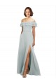 Luxe Chiffon Bridesmaids Dress with Off the Shoulder Flounced Neckline Brisbane
