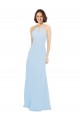Floor Length Chiffon Bridesmaids Dress with Front Keyhole Neckline Brisbane