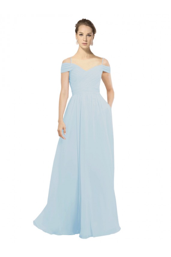 Chiffon Bridesmaids Dress with Off the Shoulder Draped Neckline Brisbane