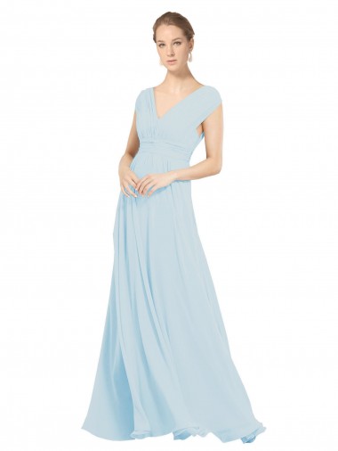 Chiffon Bridsmaids Dress with V-Neckline and Tie V Back Brisbane