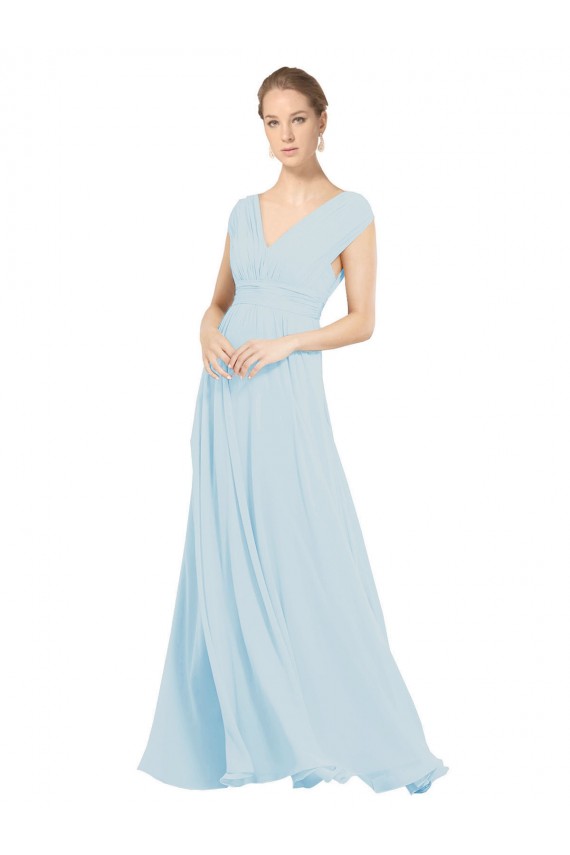 Chiffon Bridsmaids Dress with V-Neckline and Tie V Back Brisbane