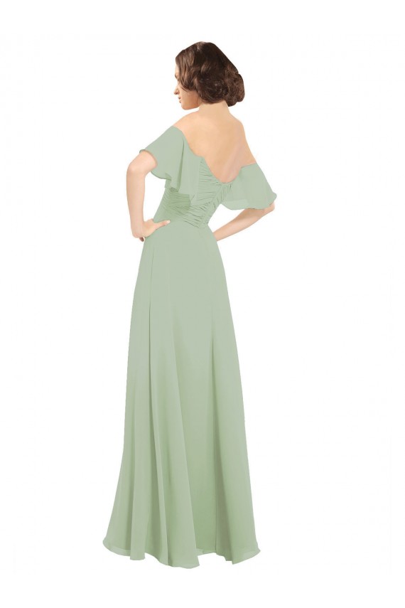 Boho Chic Chiffon Bridesmaids Dress with Off the Shoulder Neckline Brisbane