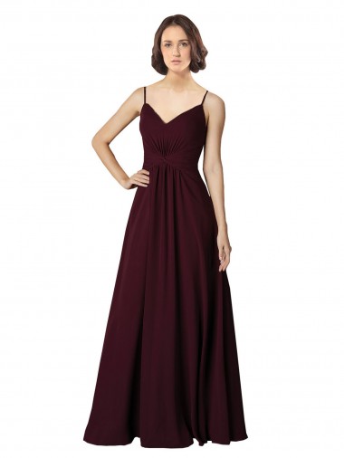 V-Neck Chiffon Bridesmaid Dress with Twist Front Bodice Brisbane