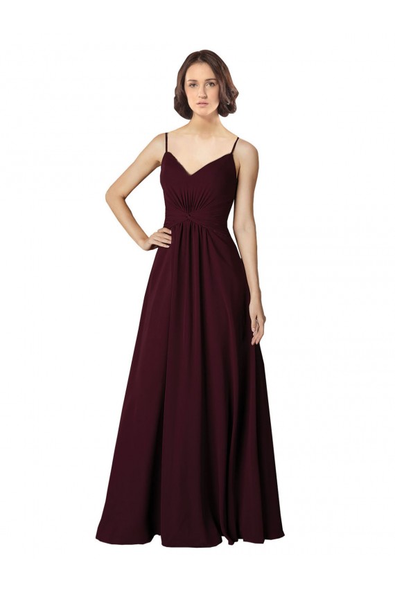 V-Neck Chiffon Bridesmaid Dress with Twist Front Bodice Brisbane