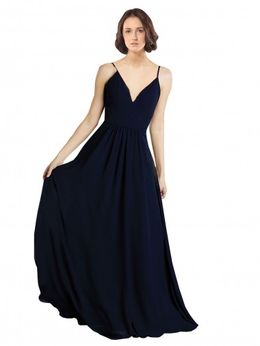 Simple Chiffon Bridesmaid Dress with Deep V-Neckline Brisbane