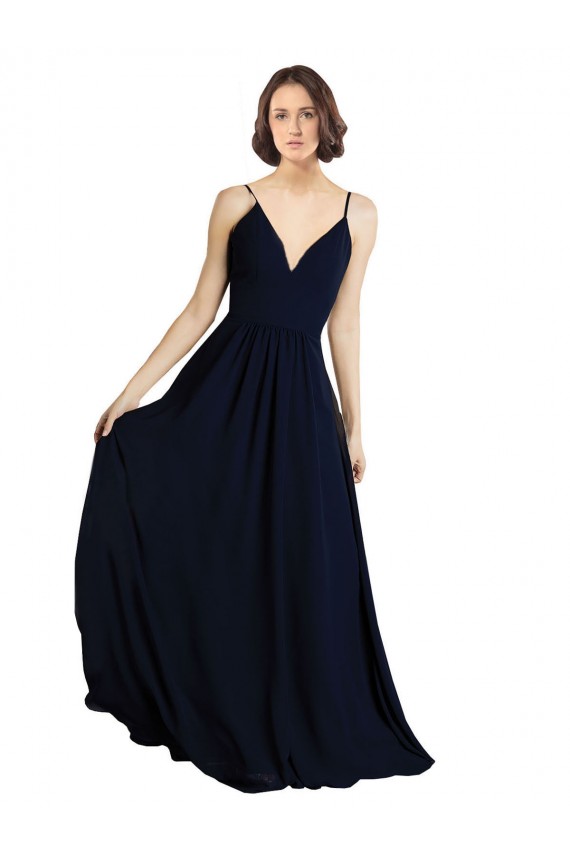 Simple Chiffon Bridesmaid Dress with Deep V-Neckline Brisbane