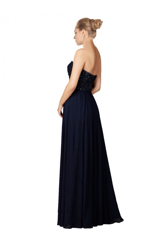 Long Chiffon Sweetheart Neckline Bridesmaid Dress with Beading Brisbane
