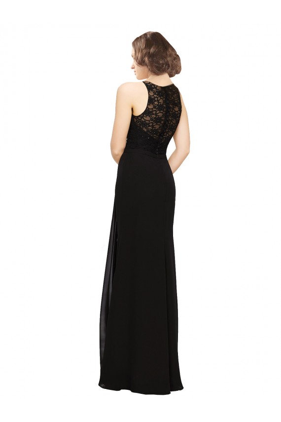 Sheath Beaded and Embroidered Bridesmaids Dress with Lace Bodice and Chiffon Skirt Brisbane