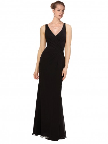 Open V-Back Chiffon Bridesmaids Dress with V-Neckine Brisbane