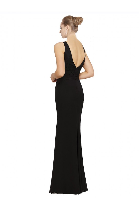 Open V-Back Chiffon Bridesmaids Dress with V-Neckine Brisbane
