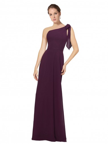 One Shoulder Chiffon Bridesmaids Dress with Shoulder Bow Brisbane