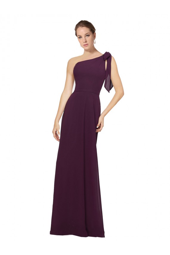 One Shoulder Chiffon Bridesmaids Dress with Shoulder Bow Brisbane