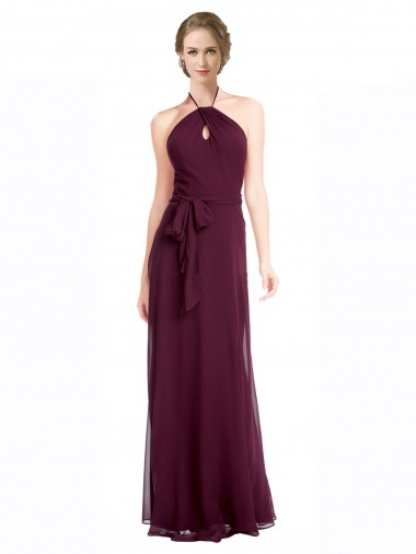 Full Length Chiffon Bridesmaid Dress with Halter Top Brisbane