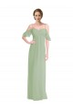Long Chiffon Off-The-Shoulder Bridesmaid Dress with Double Flounce Sleeves Brisbane