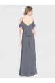 Long Chiffon Spaghetti Strap V-Neck Bridesmaid Dress with Off-The-Shoulder Flutter Sleeves Brisbane